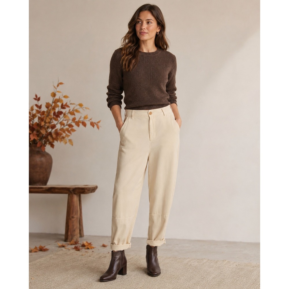 Everlane Relaxed Chino Women 10 Parchment Cream 100% Tencel Buttersoft Pants NEW
